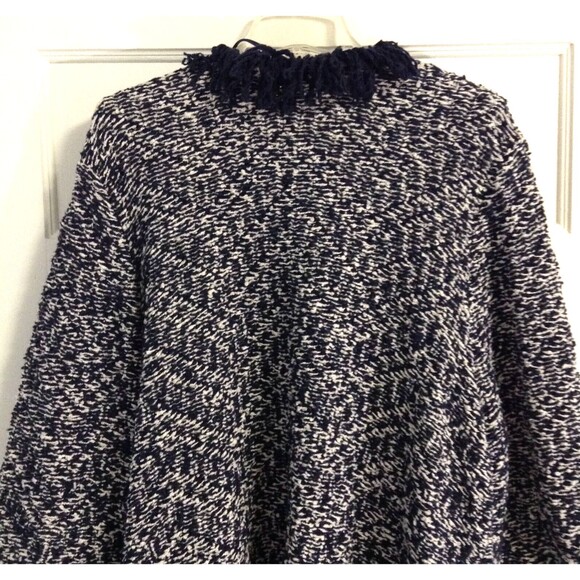 Lane Bryant Cardigan Sweater Wn 26/28 Blue White Striped Open Front Fringe Boho - Picture 7 of 11